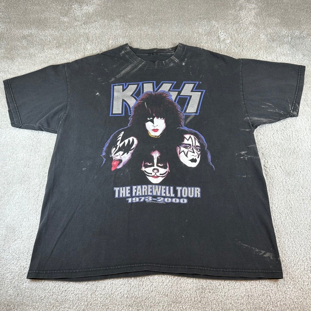 Vintage Kiss The Farewell Tour 1973-2000 Band Rock Metal Concert T-Shirt Mens XL
